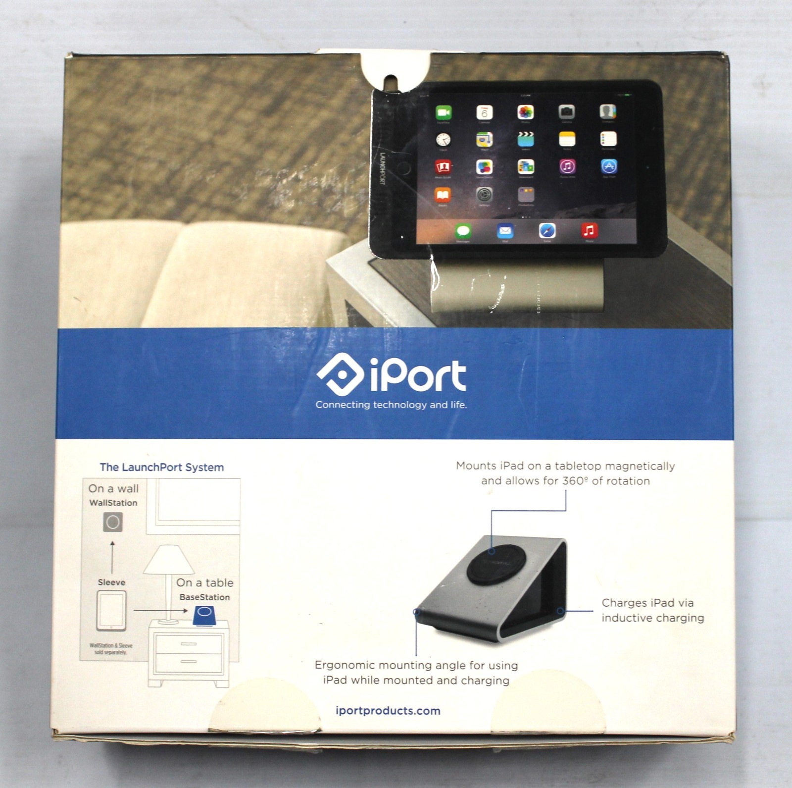 iPort Grey LaunchPort BaseStation Mounts & Charges iPad via Inductive Charging