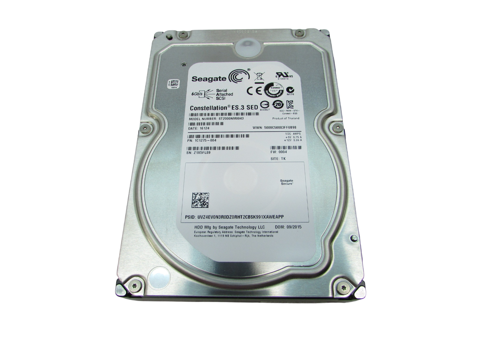 Seagate Constellation ES.3 2TB 7200RPM SAS 6Gbps 3.5" Hard Drive ST2000NM0043