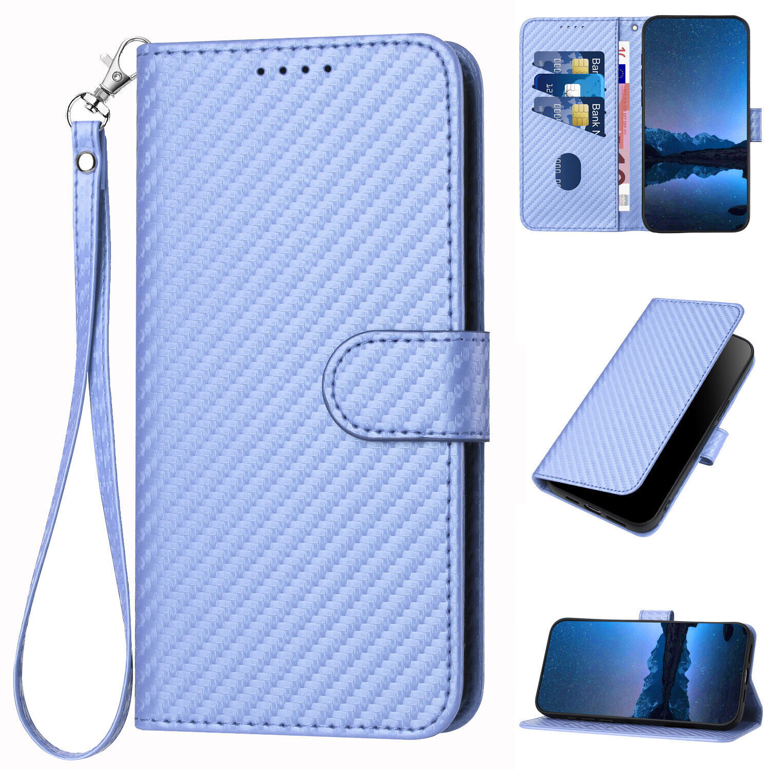 Fiber Leather Card Wallet Cover Case For S26 S25 S24 S23 S22 S21 S20 S9 S10