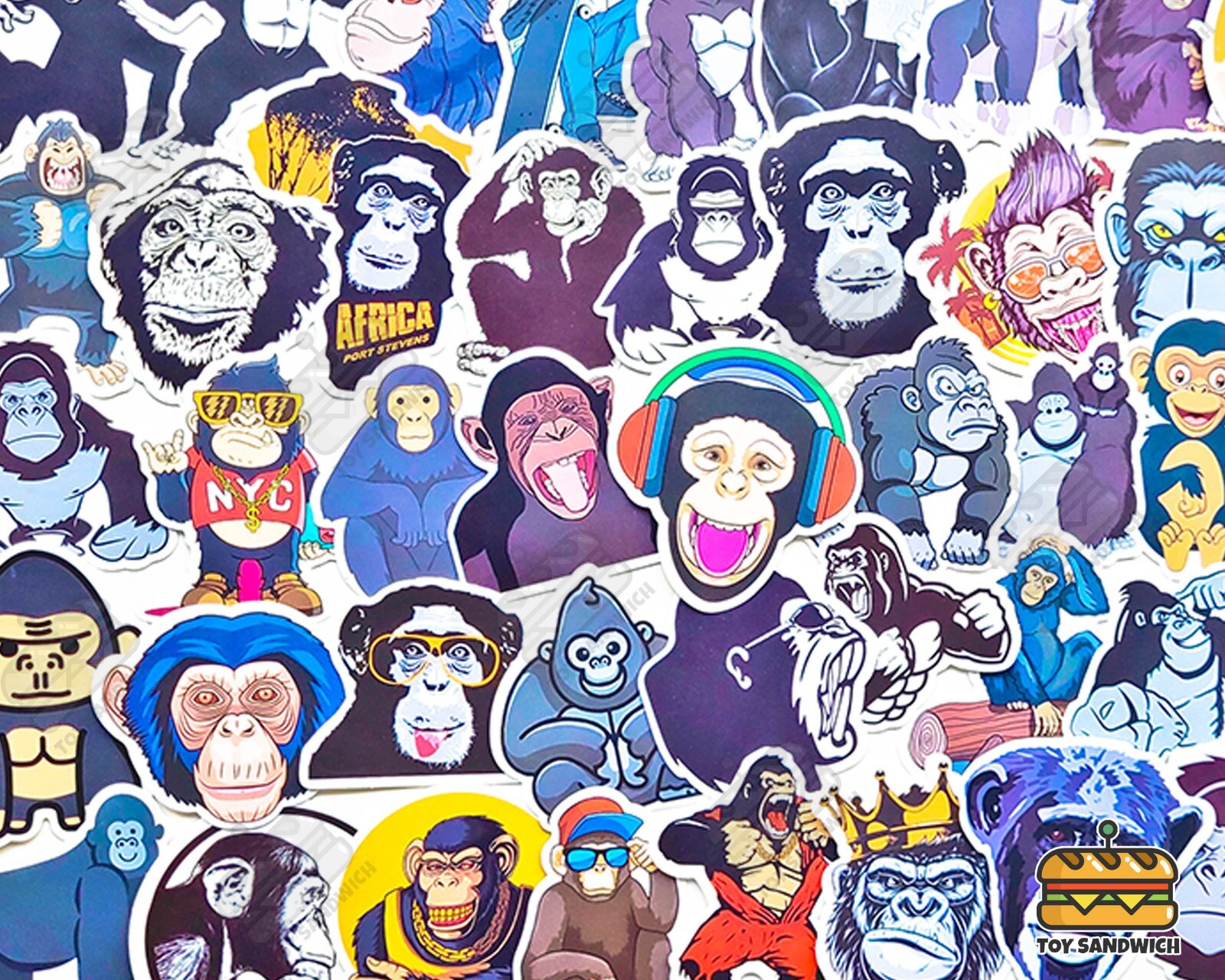 50 pcs "Monkey" Sticker Pack Jungle Chimpanzee Animal Lover Gorilla Gift Decals