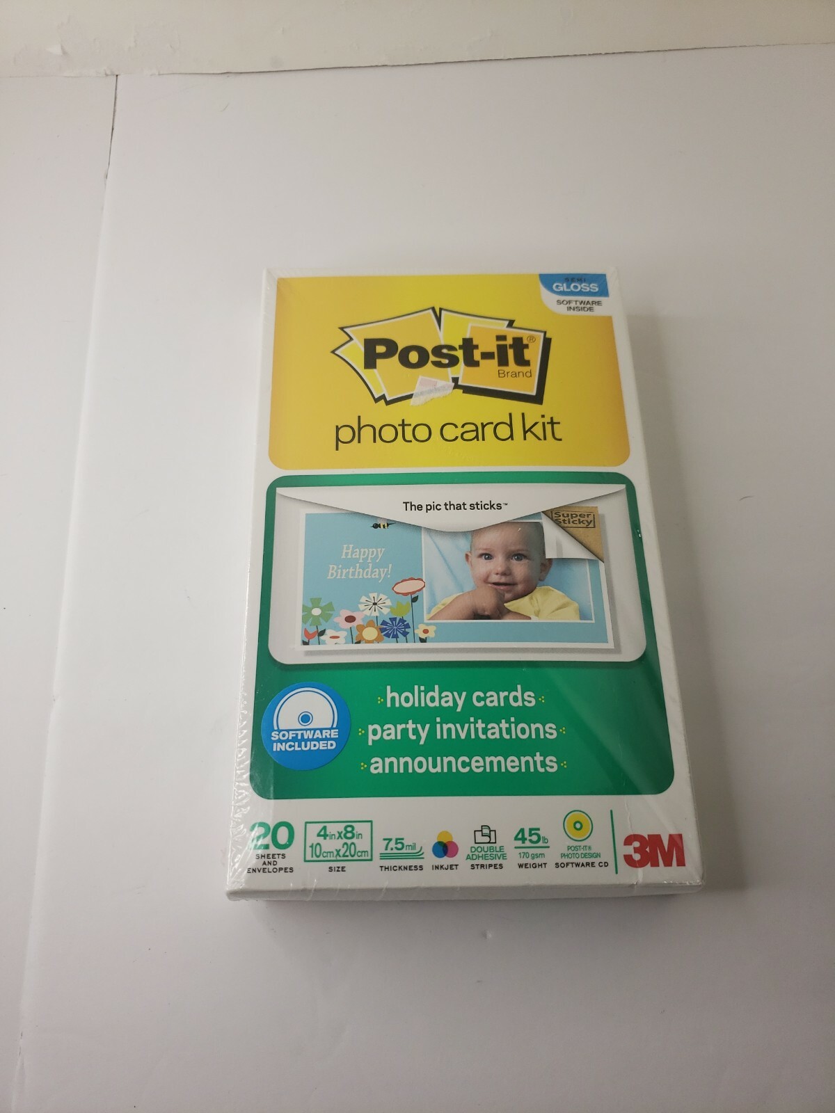 New Post-it Photo  Card Kit 4 X 8"  Semi Gloss Sticky Picture Paper & Software