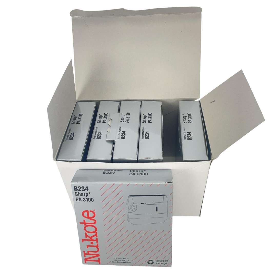Nukote B234 Black Film Ribbon For Sharp PA 3100 Compatible 6-Pack Open Box