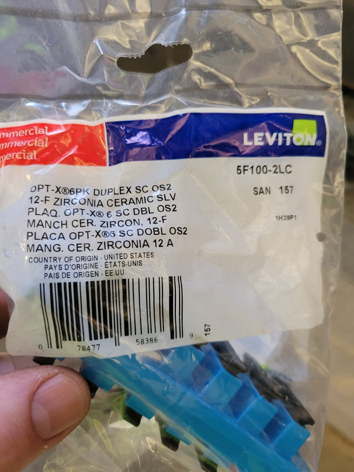 Leviton 5F100-2LC (BLUE) duplex sc OS2 Ceramic 157-5F100-2LC