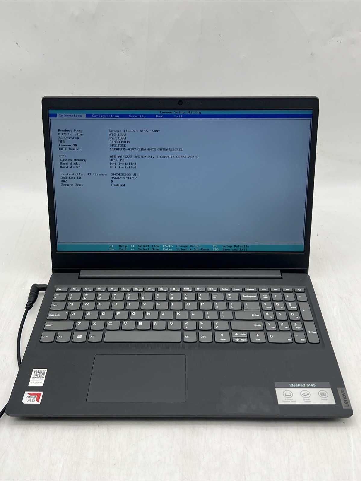 Lenovo IdeaPad S145-15AST A6-9225 Radeon R4 4GB RAM No OS