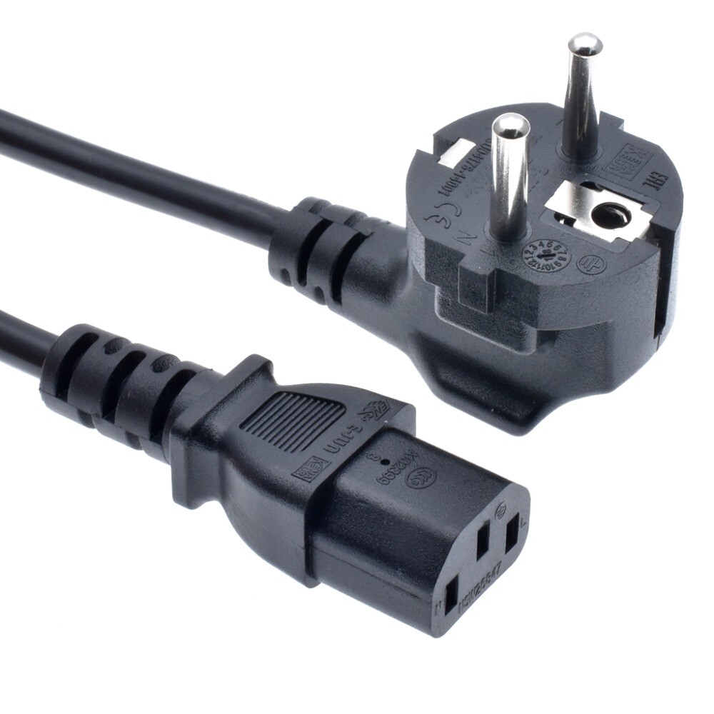 C13 Power Cord EU Type Plug 5ft PC-C13-EU-180CM 6-feet European 2 Prong to C13