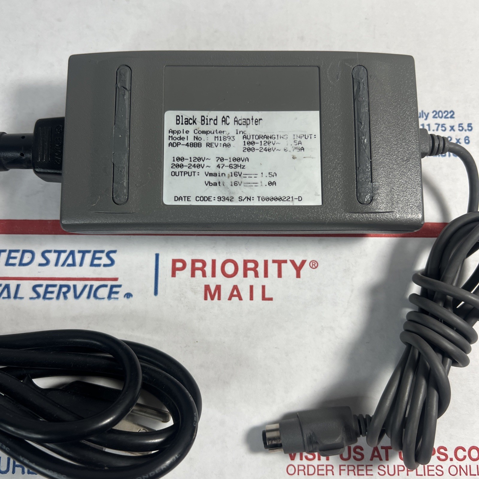 Apple Prototype “BLACK BIRD" Power Adapter M1893 -RARE Collector piece -SAME DAY