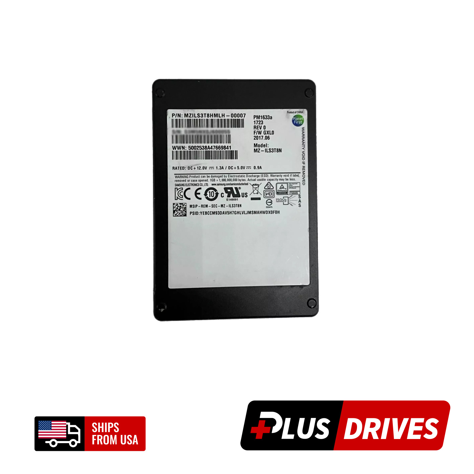 3.84TB SAS SSD Samsung PM1633a MZ-ILS3T8N 12Gbps 2.5" 200K IOPS 1DWPD TLC