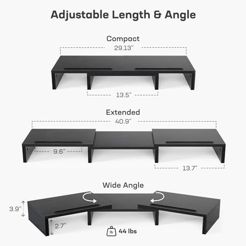 VINTAGE - LORYERGO DUAL MONITOR STAND FOR DESK, MONITOR STAND WITH 2 SLOTS FOR