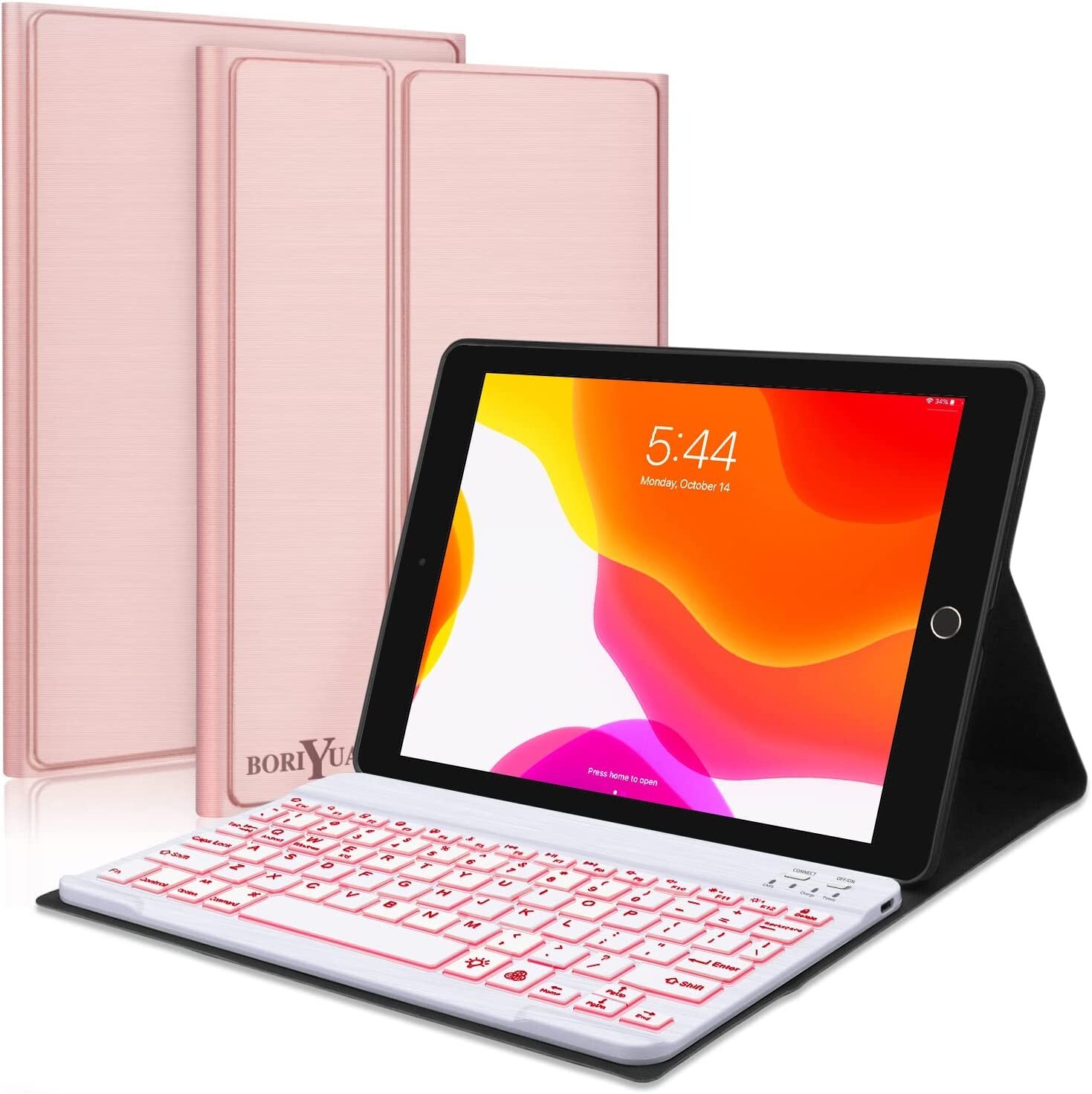 iPad 10.2 8th 7th Generation 2019 Keyboard Case,BORIYUAN 7 Colors Backlit Detac