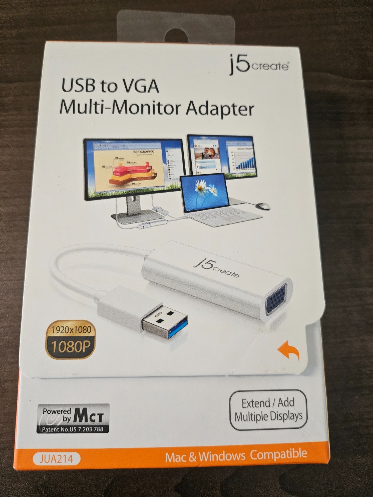 NEW j5create USB to VGA Multi-Monitor Adapter JUA214 For Windows And Mac OS