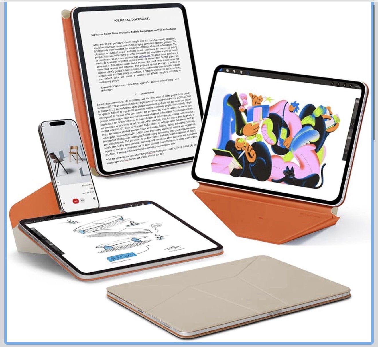 iPad Case Magnetic Stand Folio Viewing