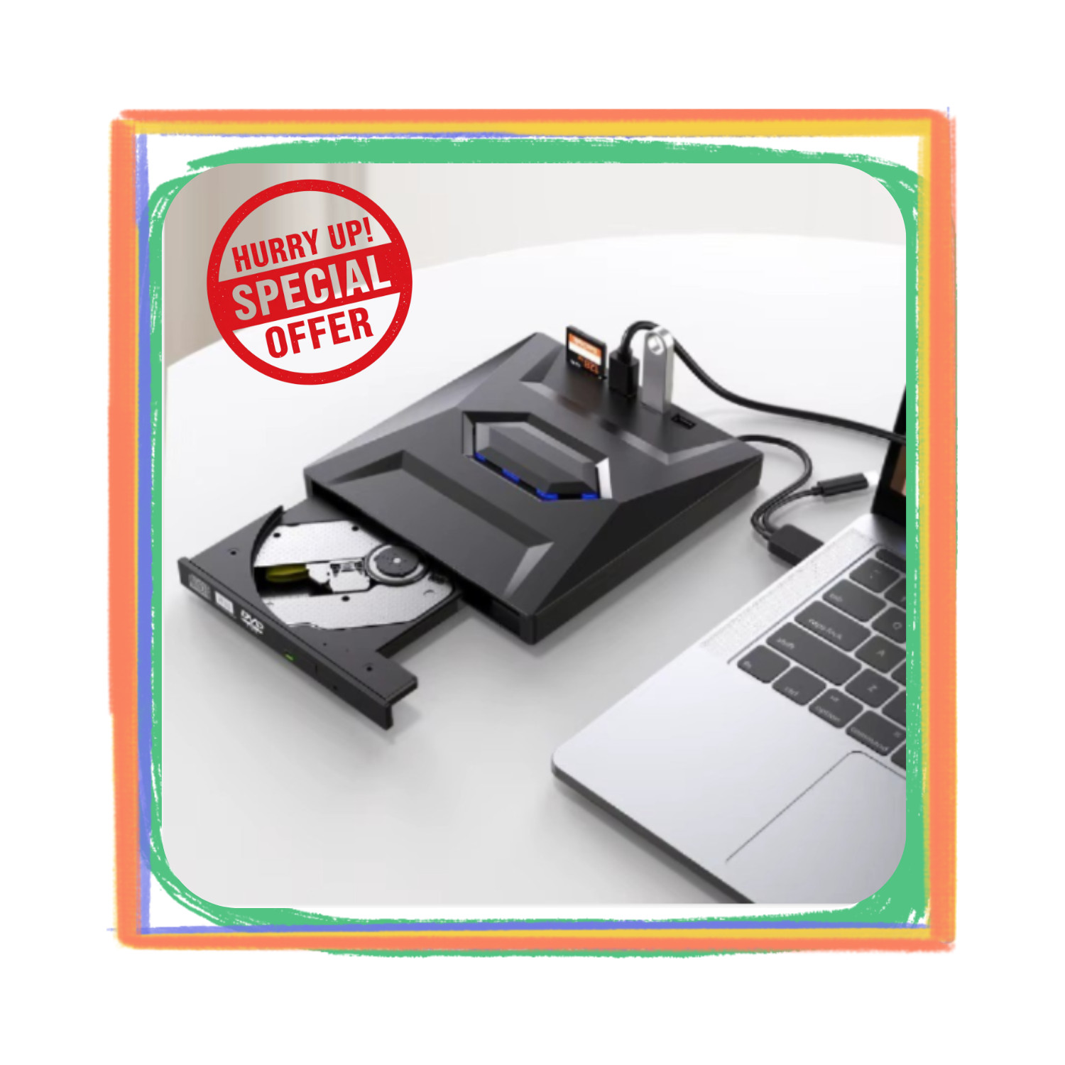 External CD DVD Drive USB 3.0 Writer Burner Player for PC Laptop Windows 11 10