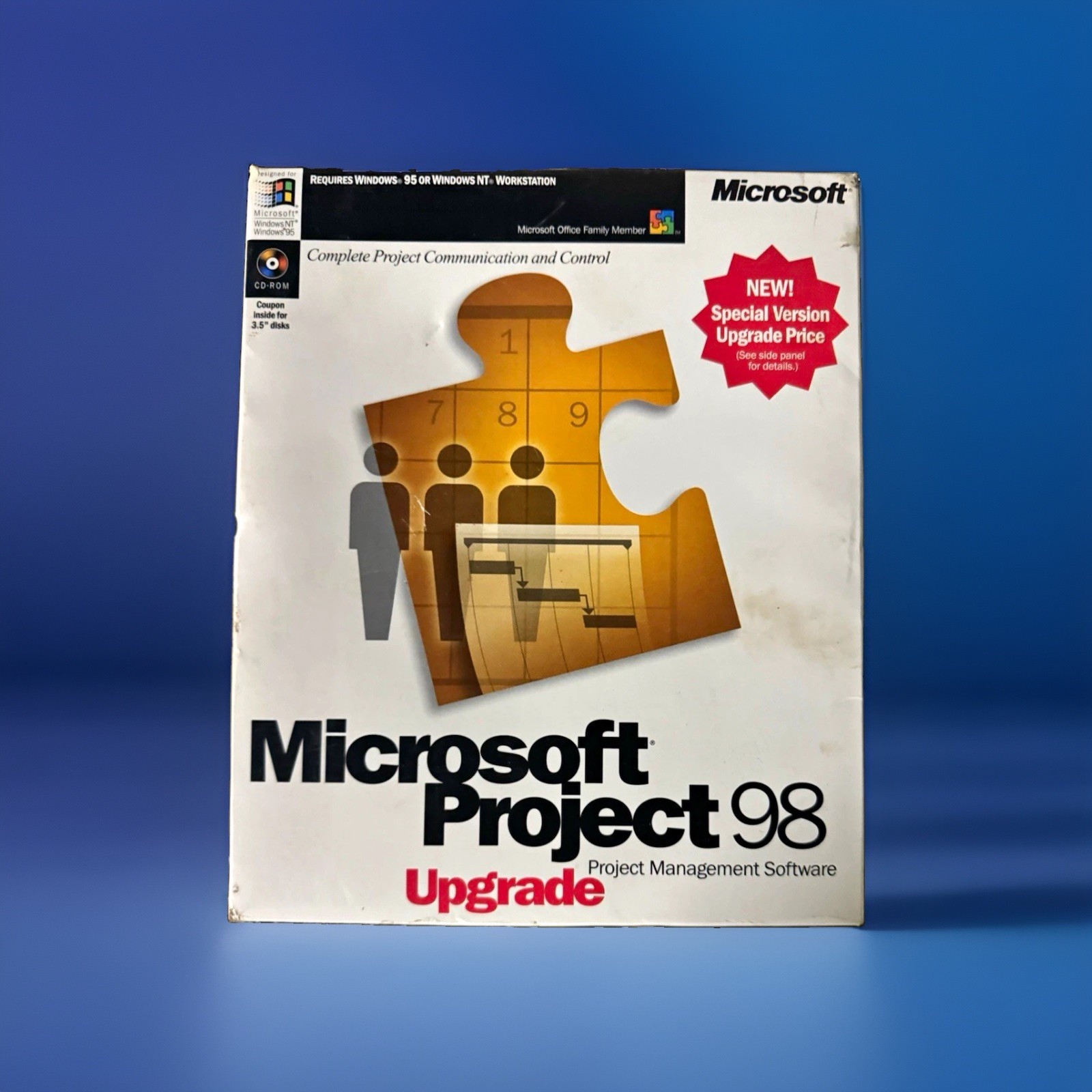 Microsoft Project 98 Upgrade PC CD-ROM Windows 95 NT NEW Vintage Big Box NOS