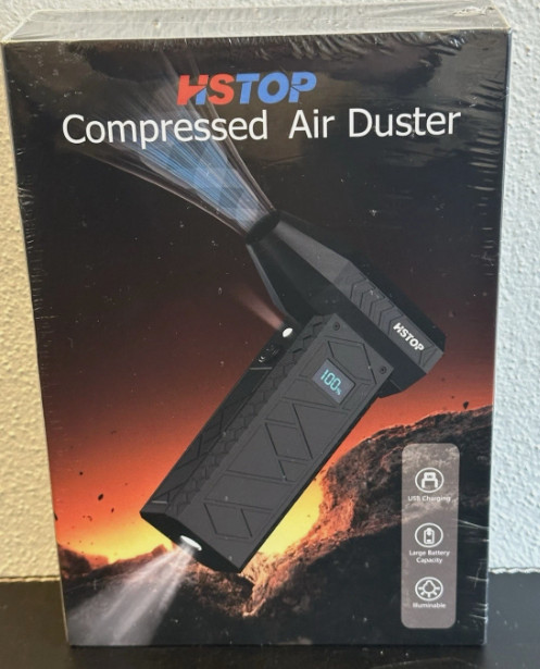 HSTOP Compressed Air Blower Duster Turbo Fan with Flashlight