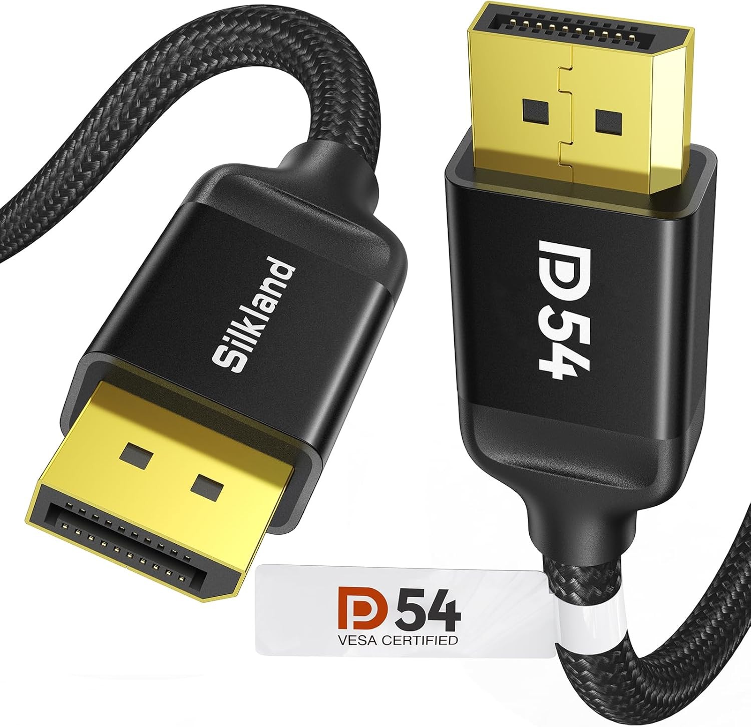 Silkland 54Gbps DisplayPort Cable 2.1 [VESA Certified], DP 6.6 Feet, Black 