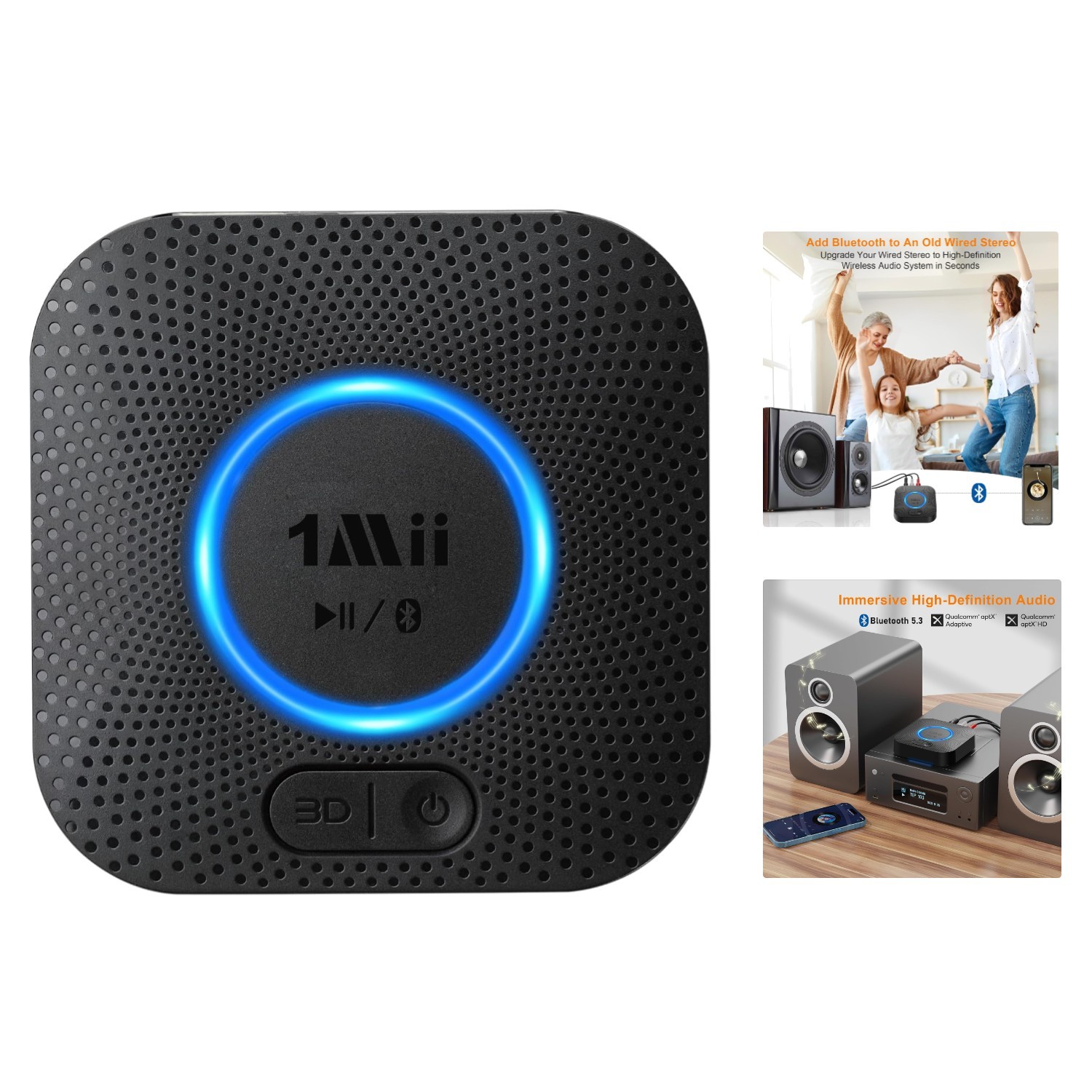 Upgrade Your Home Stereo: B06+ Bluetooth 5.3 Receiver with aptX HD & 98FT Range