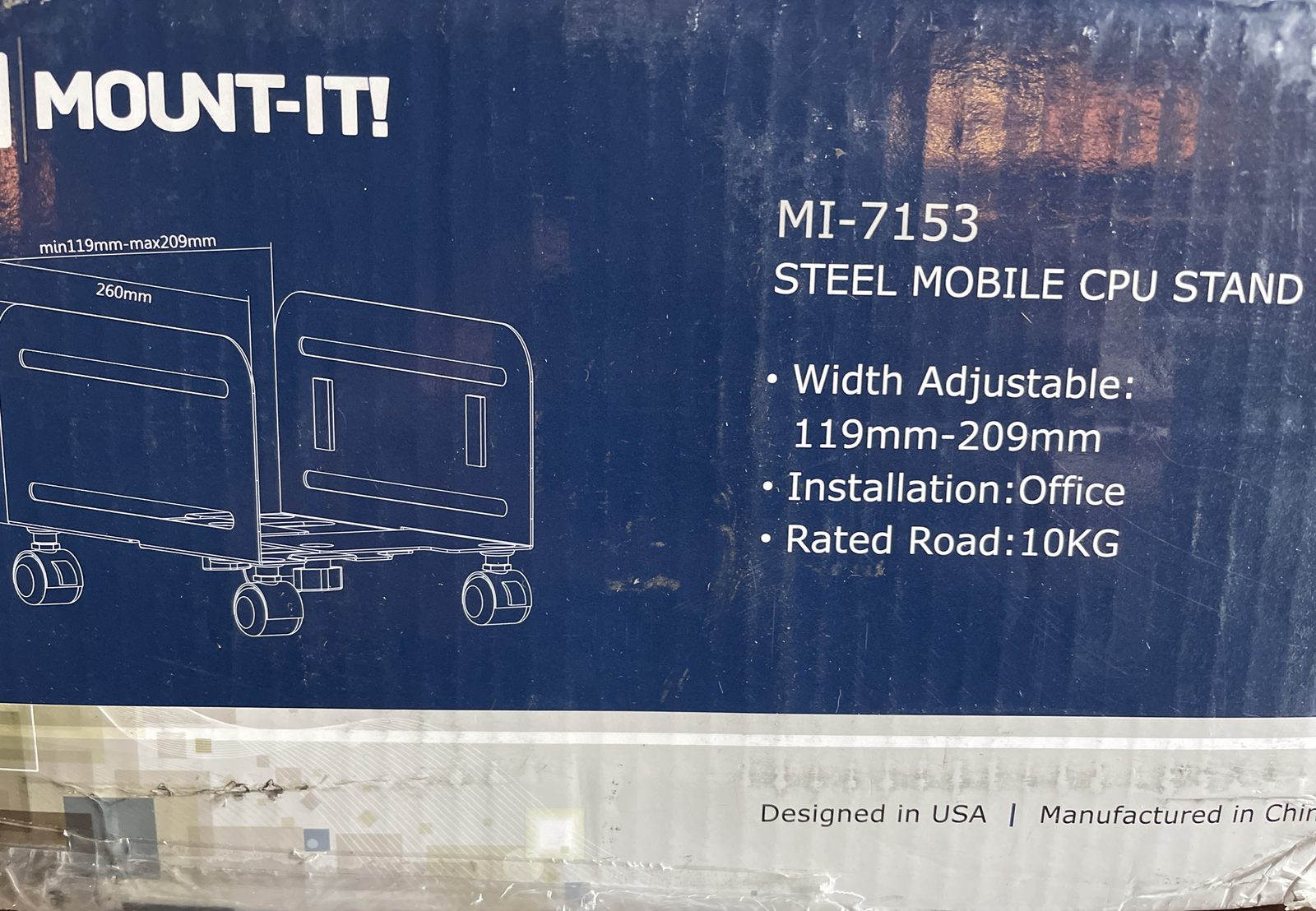 Rolling CPU Stand with Wheels,Heavy Duty,Adjustable Width from 4.87 to 8.5Inches