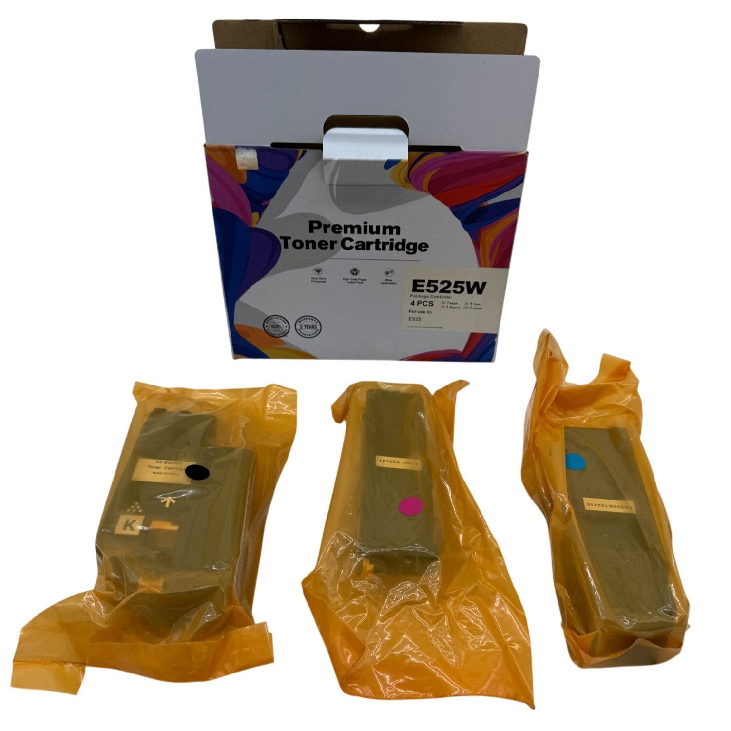 Premium Toner Cartridge Replacement E525W 3 Colors For E525 Printers NIB