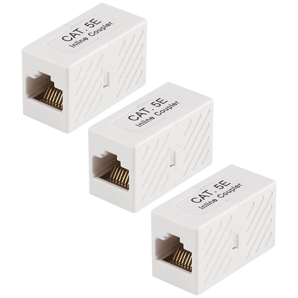 3x RJ45 Cat5e Inline Coupler Straight Network Cable Joiner Extender Cat 5e White