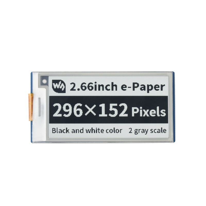 2.66inch E-Paper E-Ink Display Module 296×152 Black/White for Raspberry Pi Pico