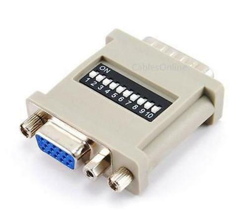 HD15 VGA Monitor Female to DB15 MAC Male Converter Adapter w/ Dip Switches