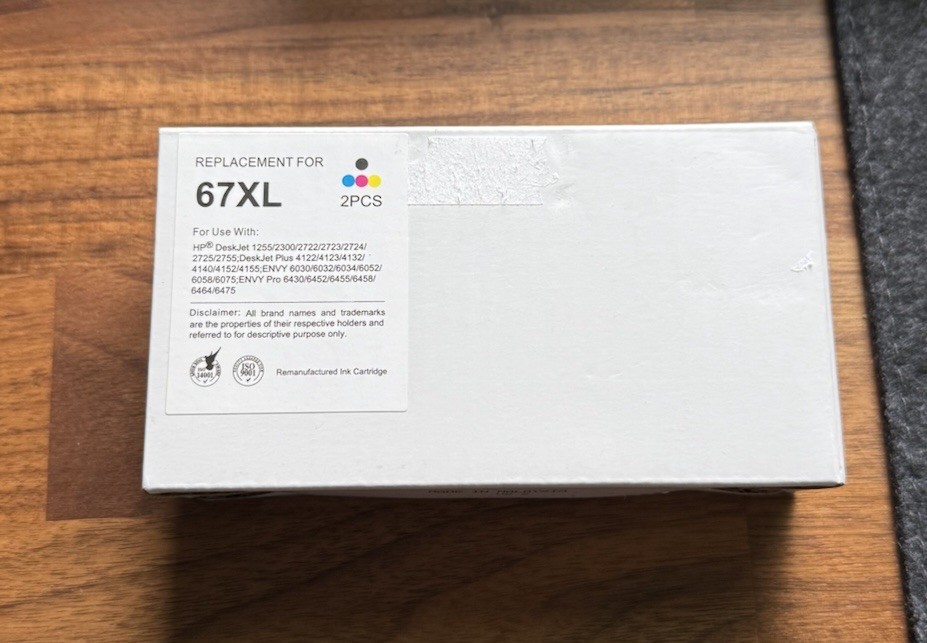 67XL Replacement Ink Cartridges For HP Desk Jet, Desk Jet Plus and Envy - NEW