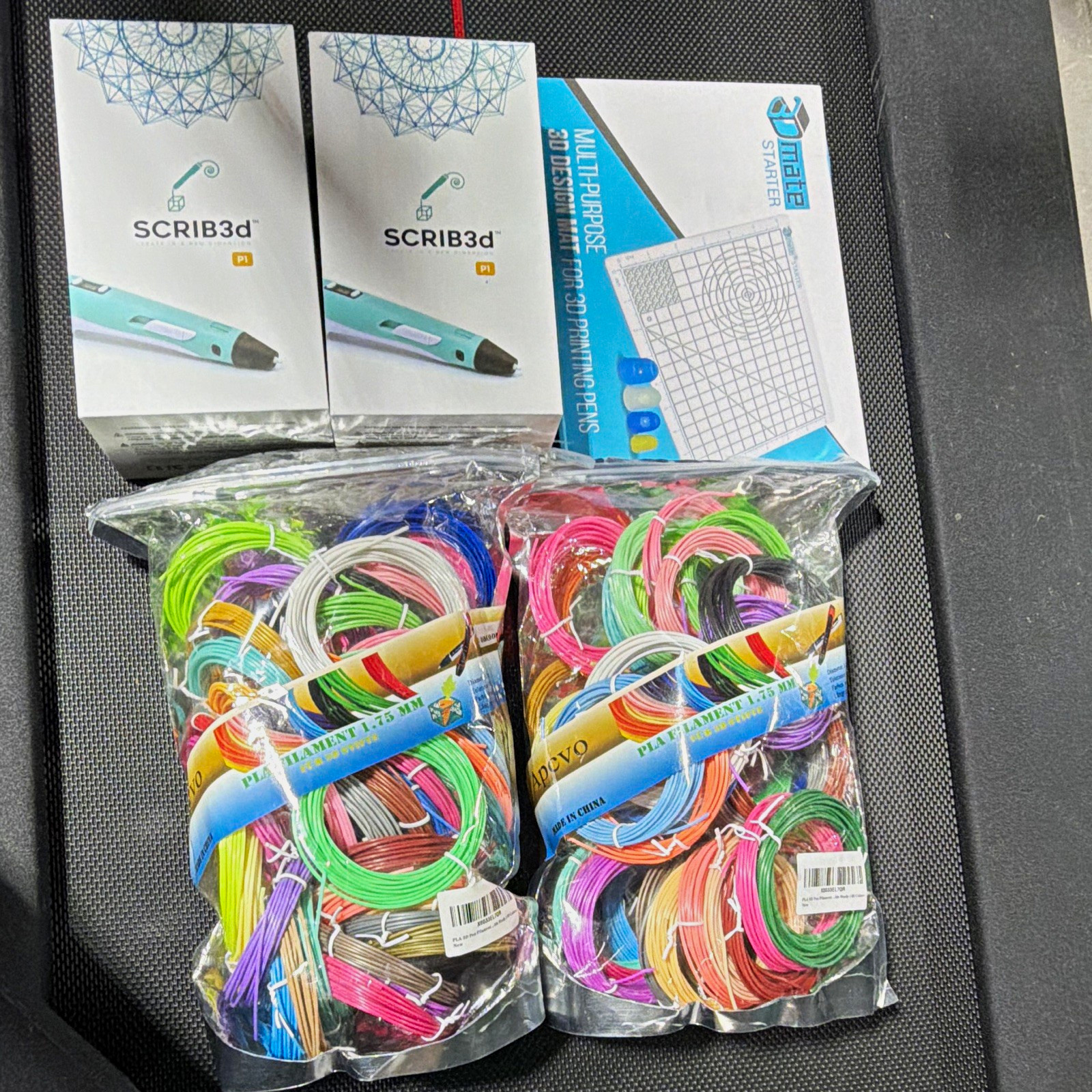 2 SCRIB3d P1 3D Pens with 3D Design Mat  and Multicolor Filament Refill