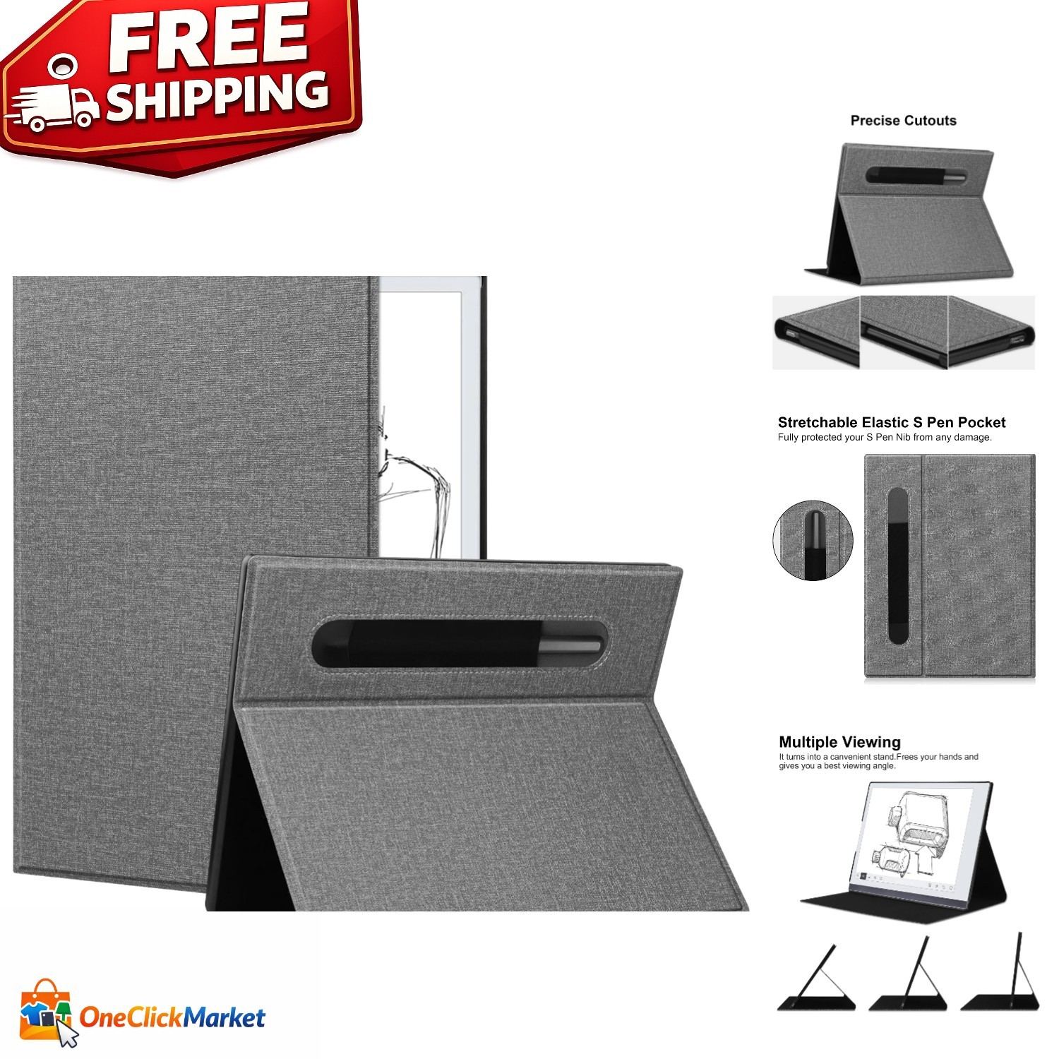 Lightweight Hard Shell Tablet Case with Pen Holder for Remarkable 2 10.3''
