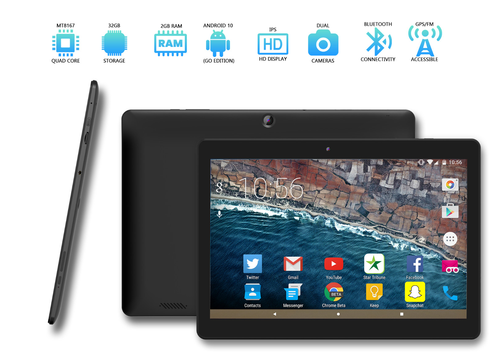 Innovate 10: 10.1" Android 10 Tablet 2GB RAM 32GB Storage Dual Cameras