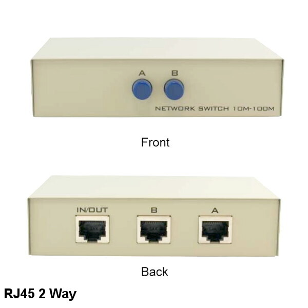 Kentek RJ45 Manual Data Switch Two Way Push Button Type Network Routers Modem PC