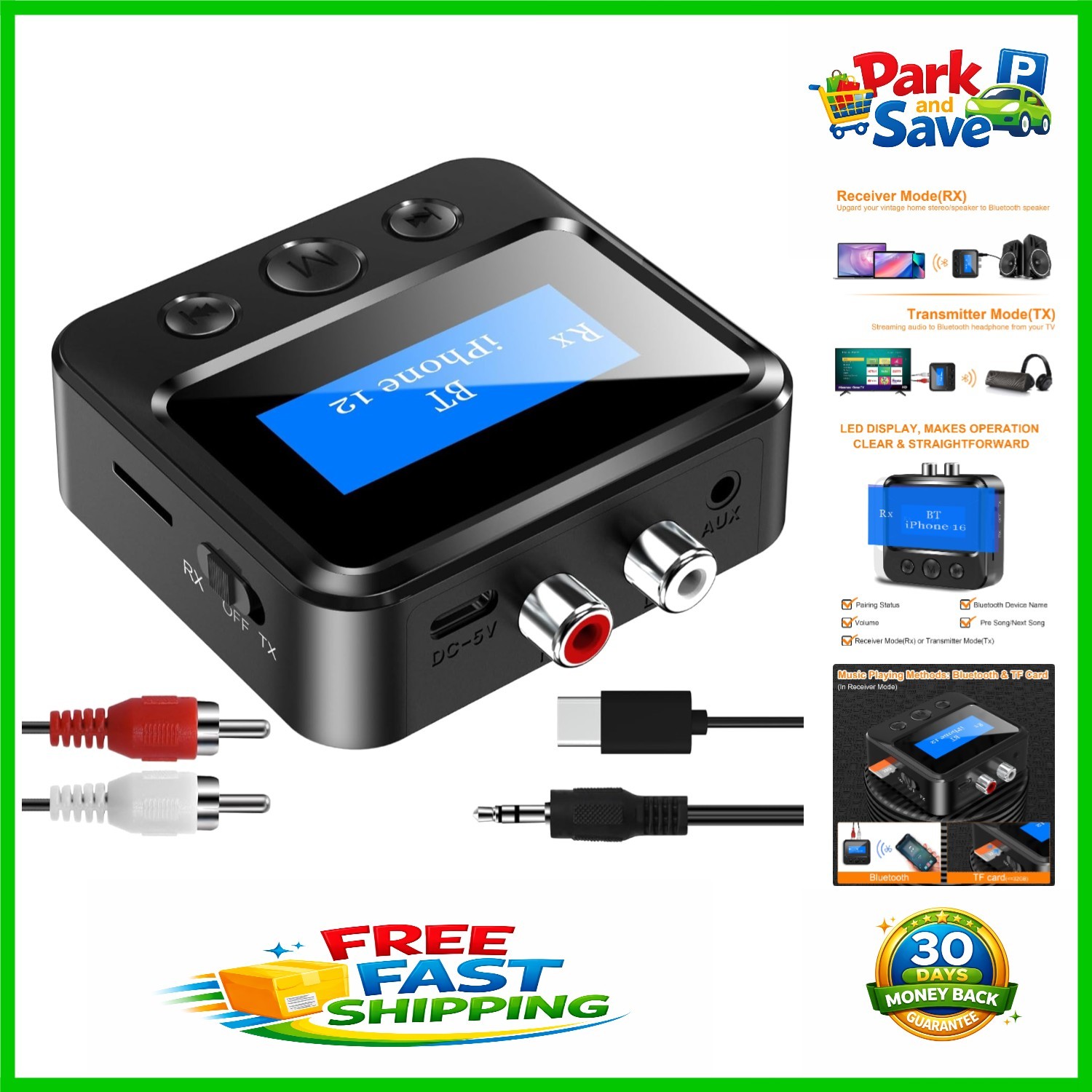 Compact Bluetooth Audio Transmitter Receiver for Enhanced Wireless Experience