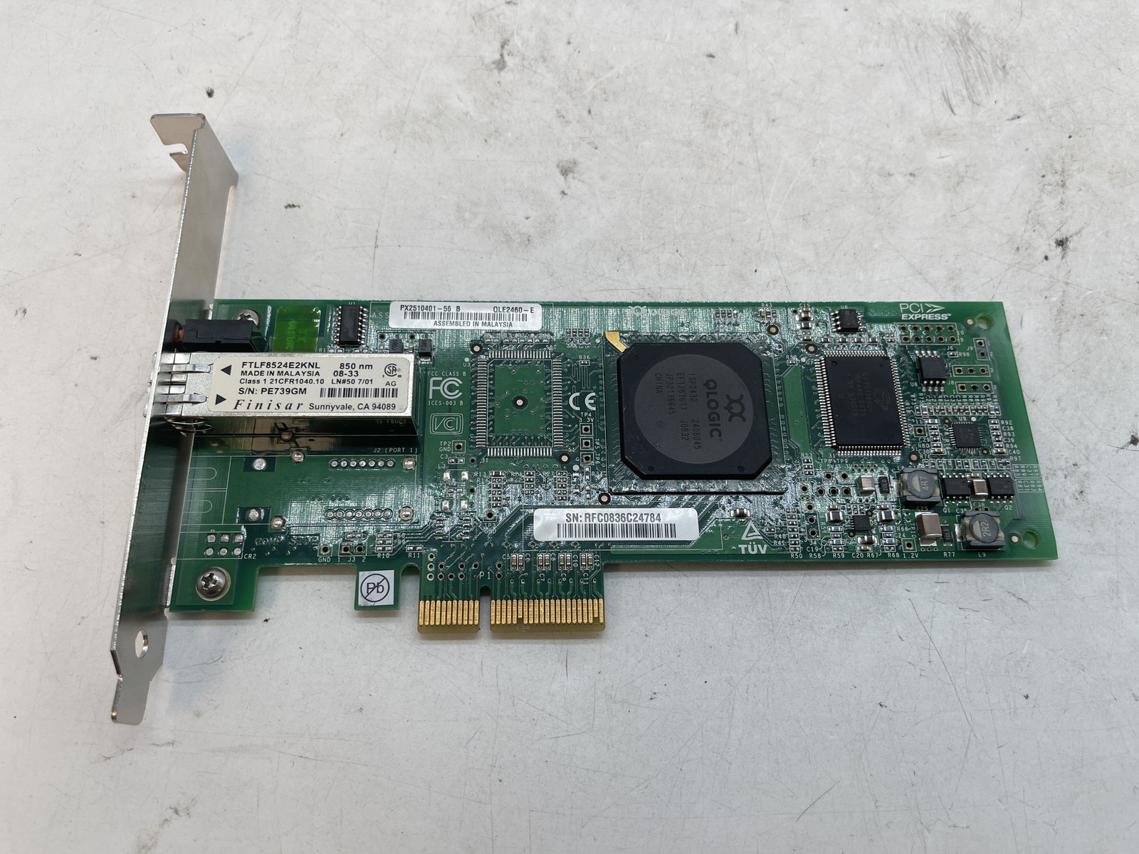 QLogic QLE2460 4Gb Single Port FC HBA Card Finisar Transceiver 