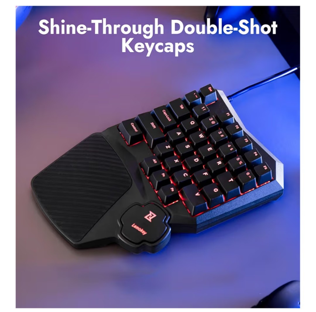 LEMOKEY X0 One Handed Gaming Mechanical Keyboard: Red Backlit, Brown Switchs