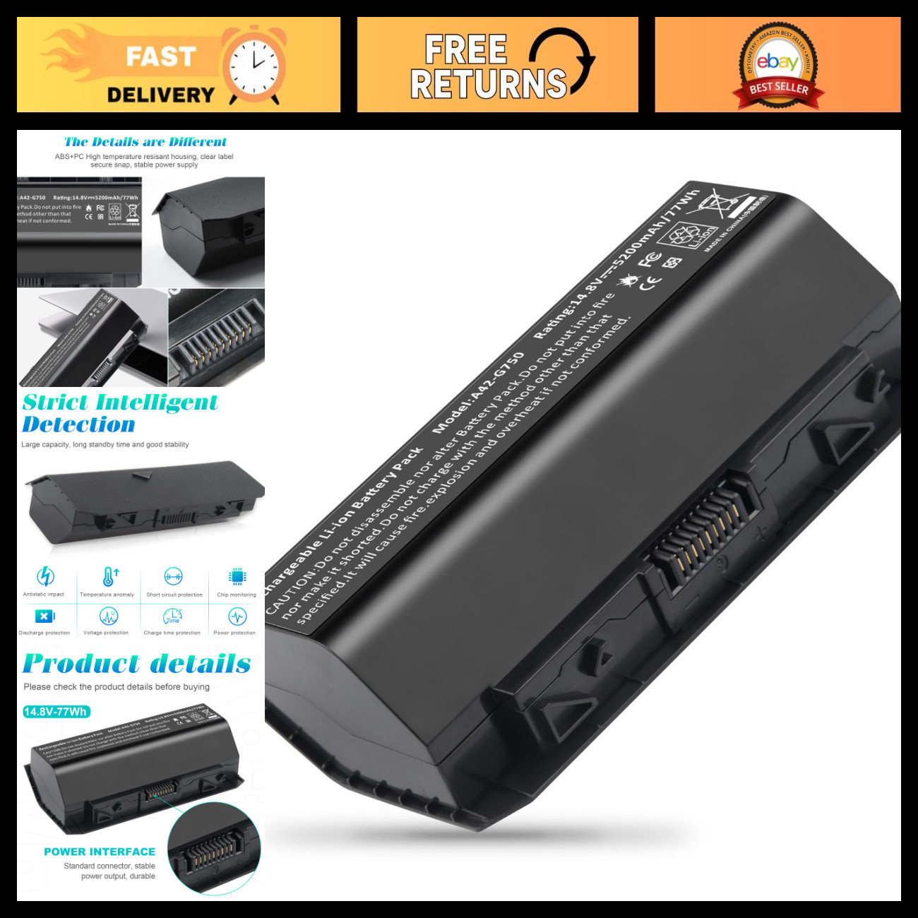 High-Capacity Laptop Battery for ASUS ROG G750 Series - G750J G750JM G750JW