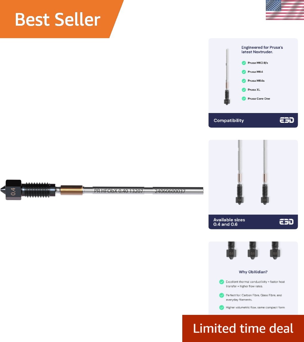 Genuine High Flow Prusa Nozzle for MK4/XL 3D Printer ObXidian, 0.4mm