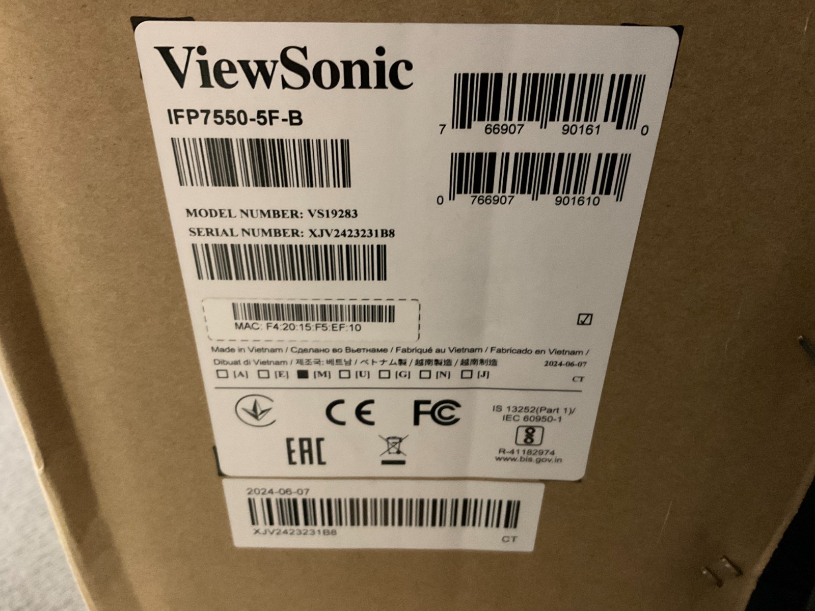 Viewsonic ViewBoard 75" TouchScreen LED LCD Display 4K with WiFi and Mobile Cart