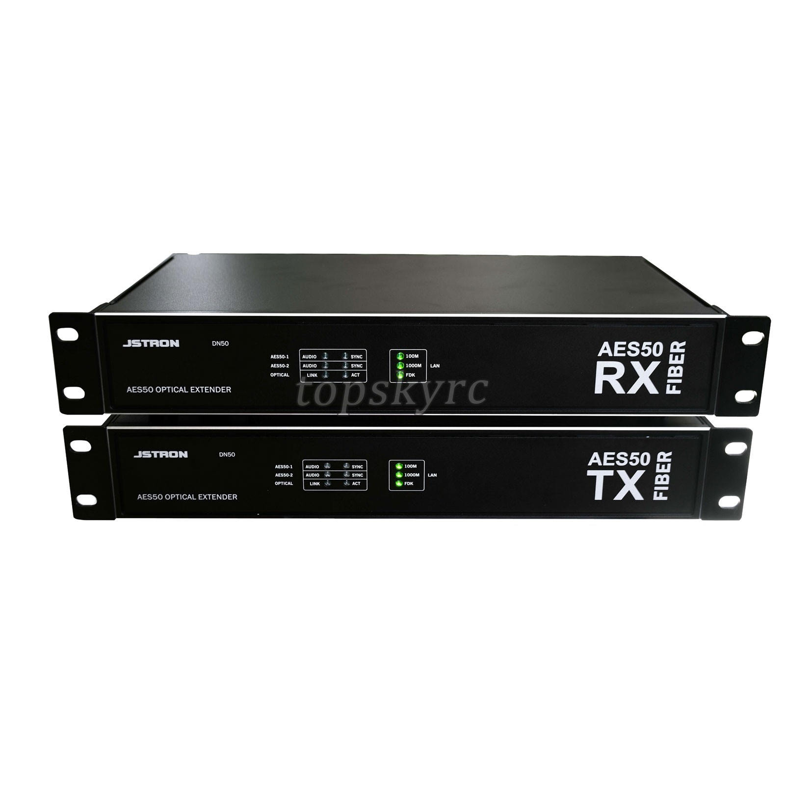 DN50 2CH AES50 Optical Fiber Extender + Gigabit Transceiver 2-IN-1 Tuning Light