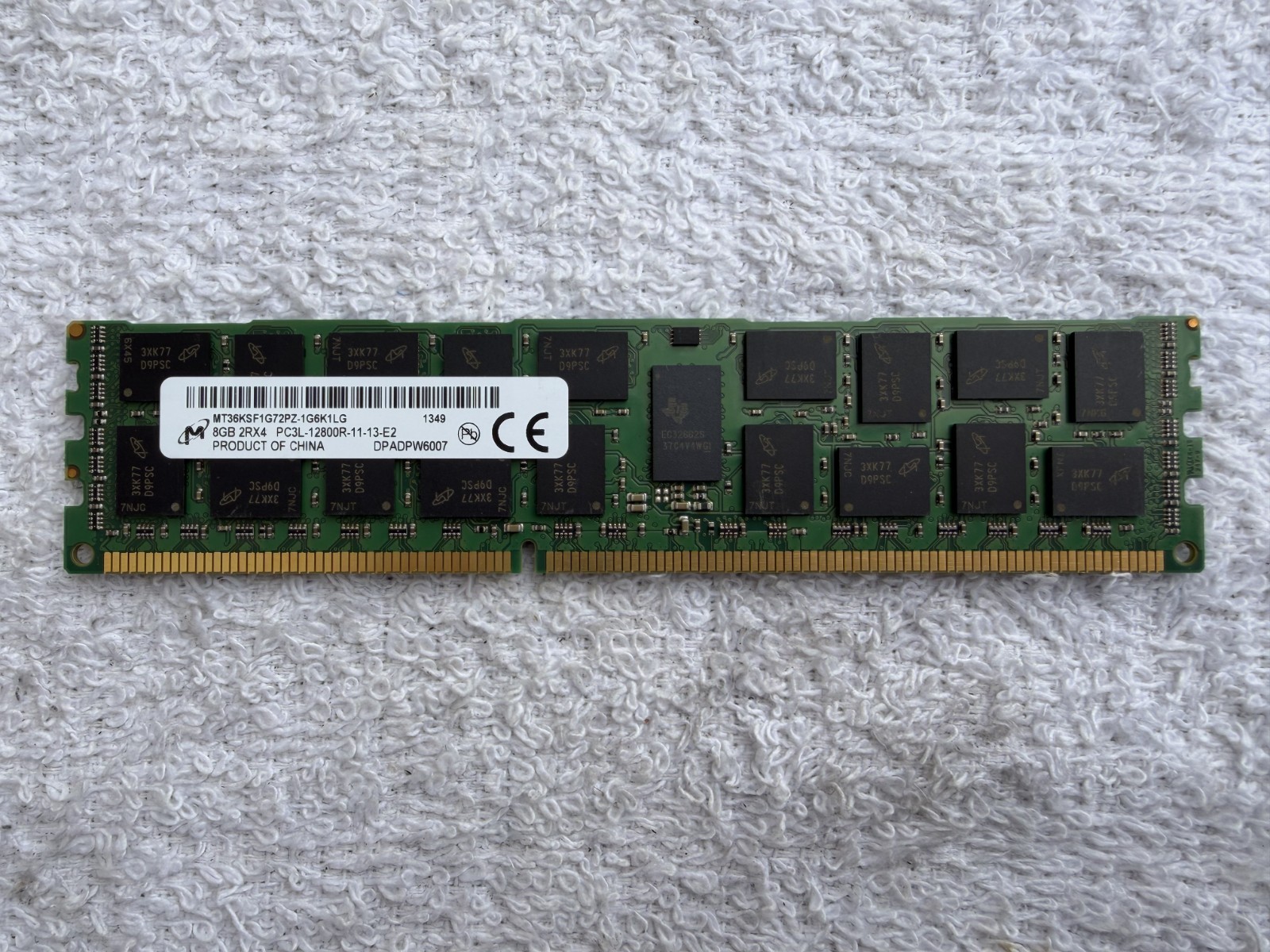 Micron 8GB 2Rx4 DDR3 PC3-12800R  ECC REG Server RAM MT36KSF1G72PZ-1G6K1LG