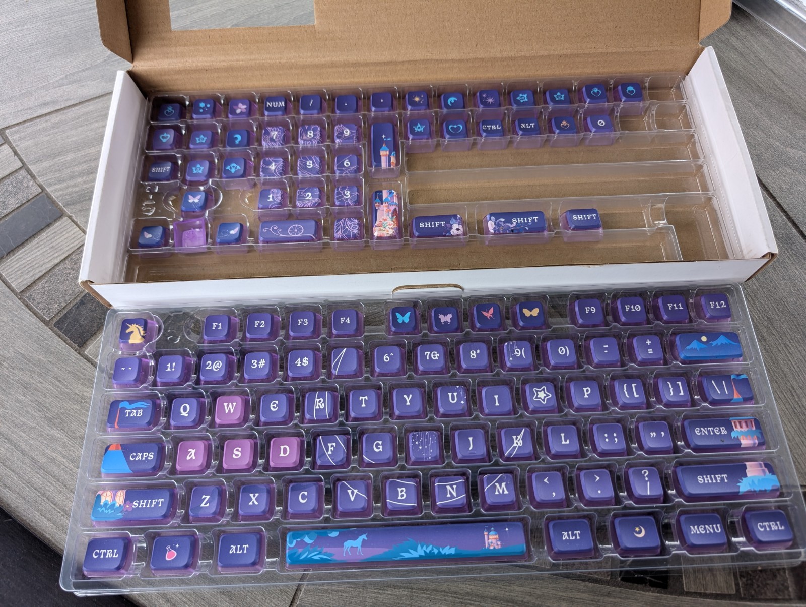 NEW ASA Pudding Customized PBT keycaps 120 key sub Translucent Purple Castle NIB