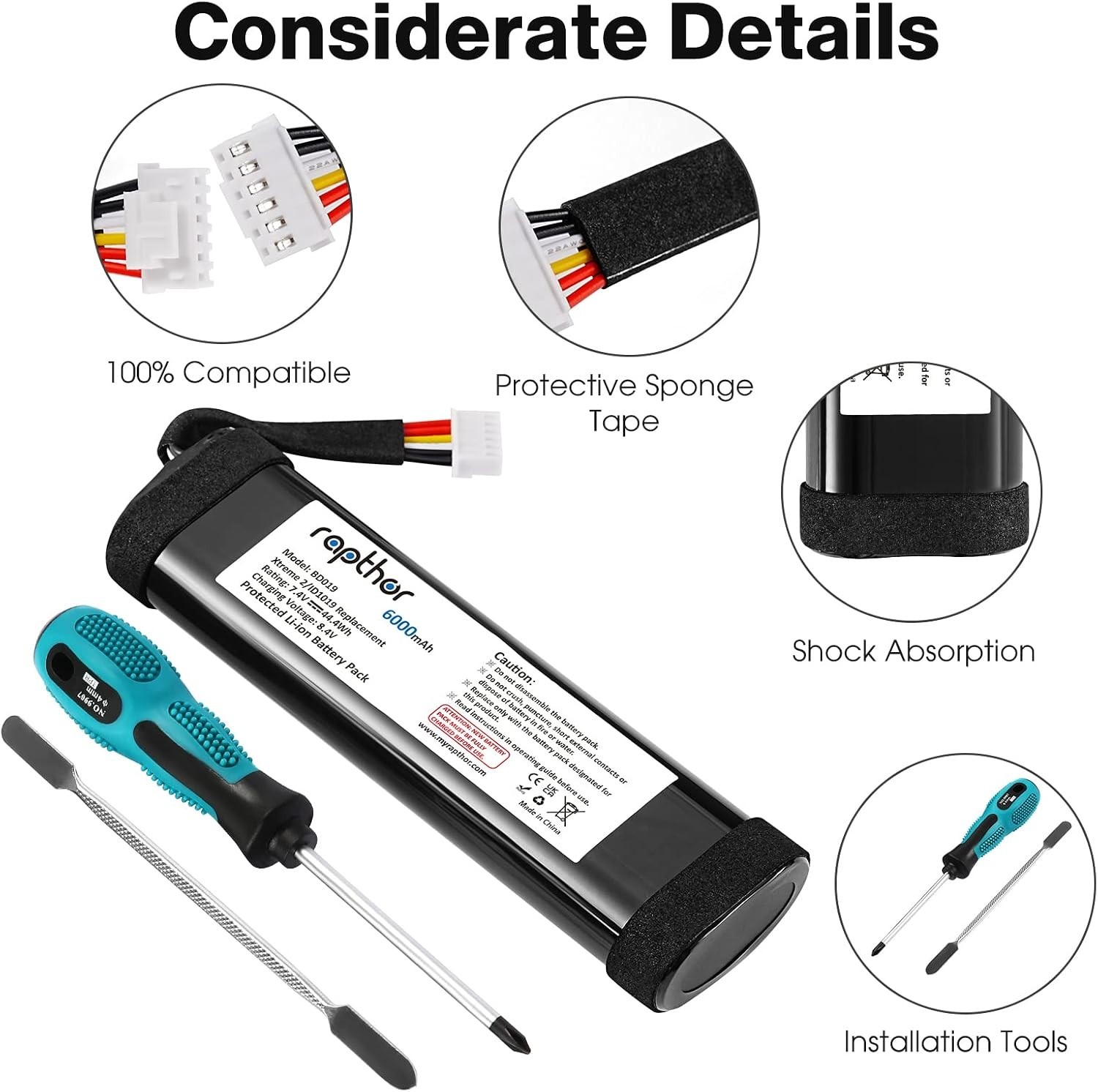 rapthor Replacement Battery Compatible with Xtreme 2 SUN-INTE-103