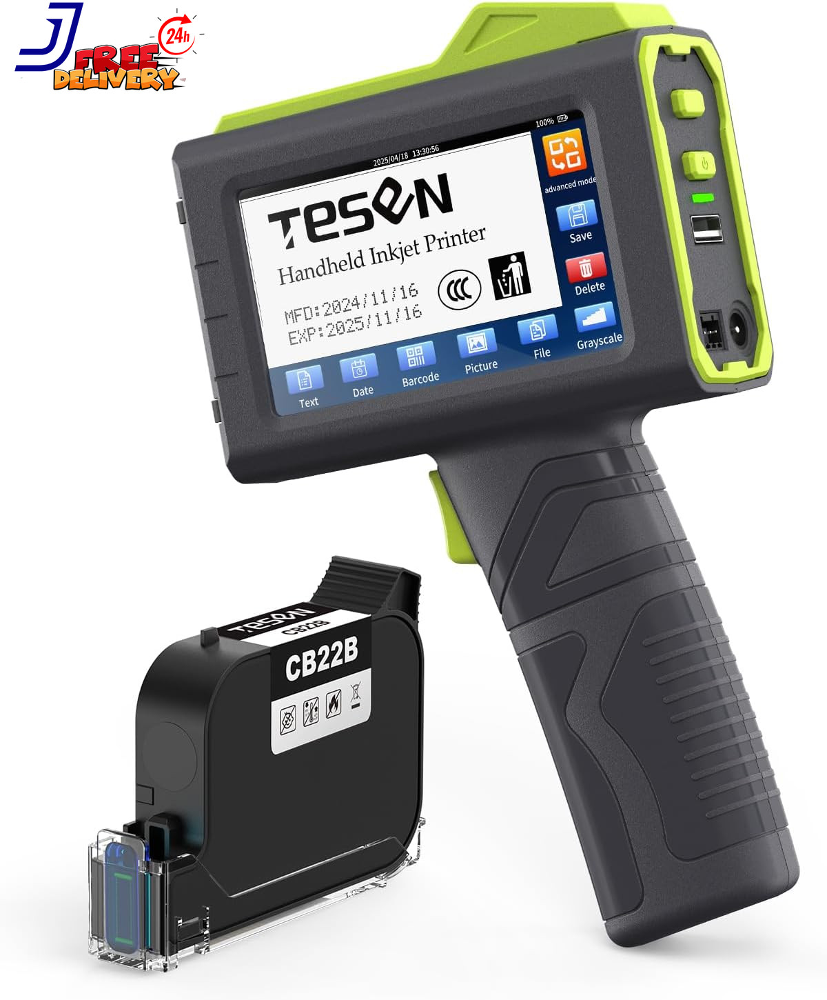 Upgraded Handheld Printer at 0.5 Inch Print Height with Sensor Printing on Produ
