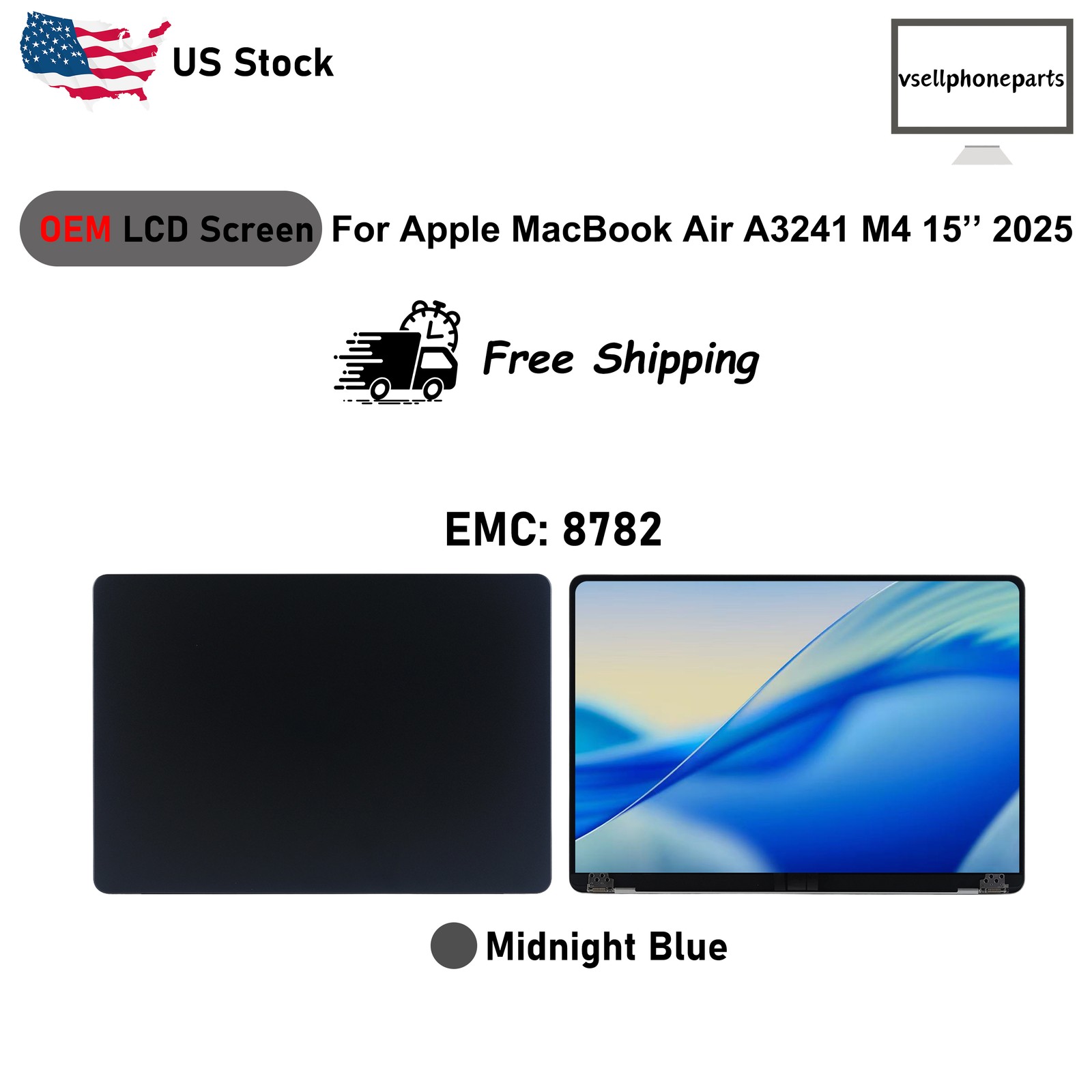 For Apple MacBook Air A3241 M4 15'' 2025 LCD Display Screen Digitizer Midnight