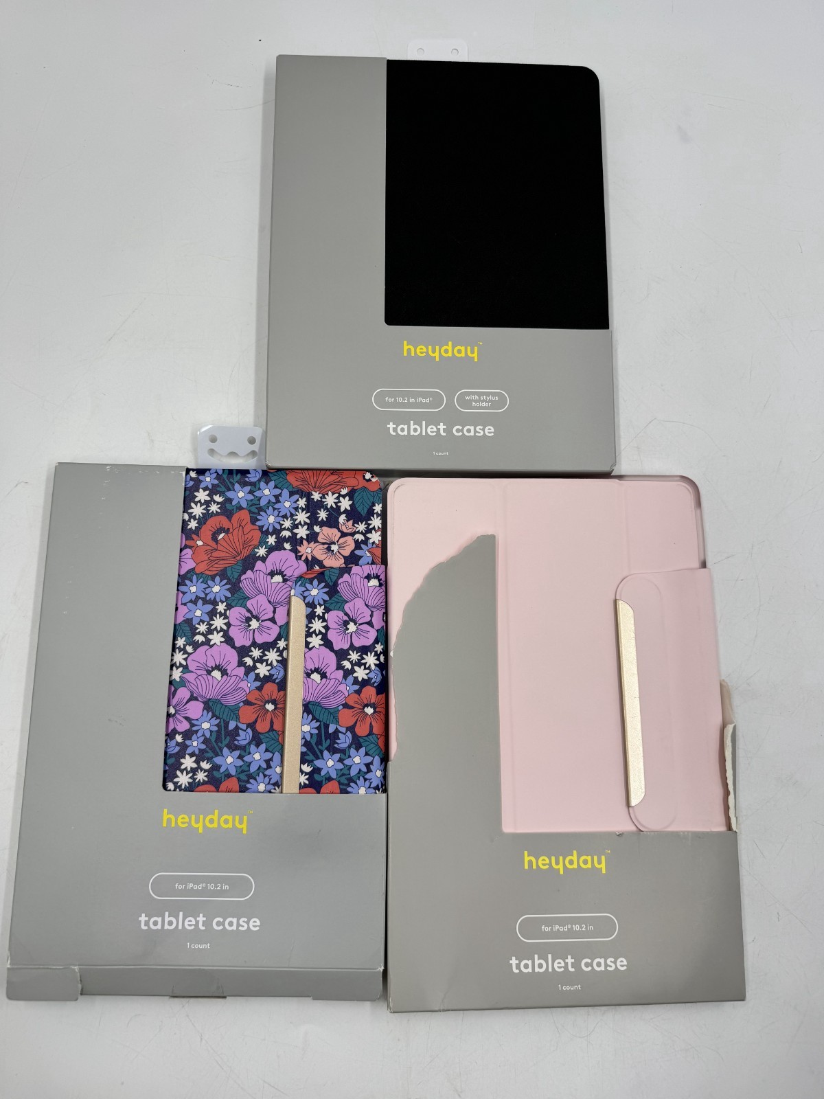 Heyday Tablet Cases for Apple iPad 10.2", Poppy Flowers Pink Black - Lot of 3