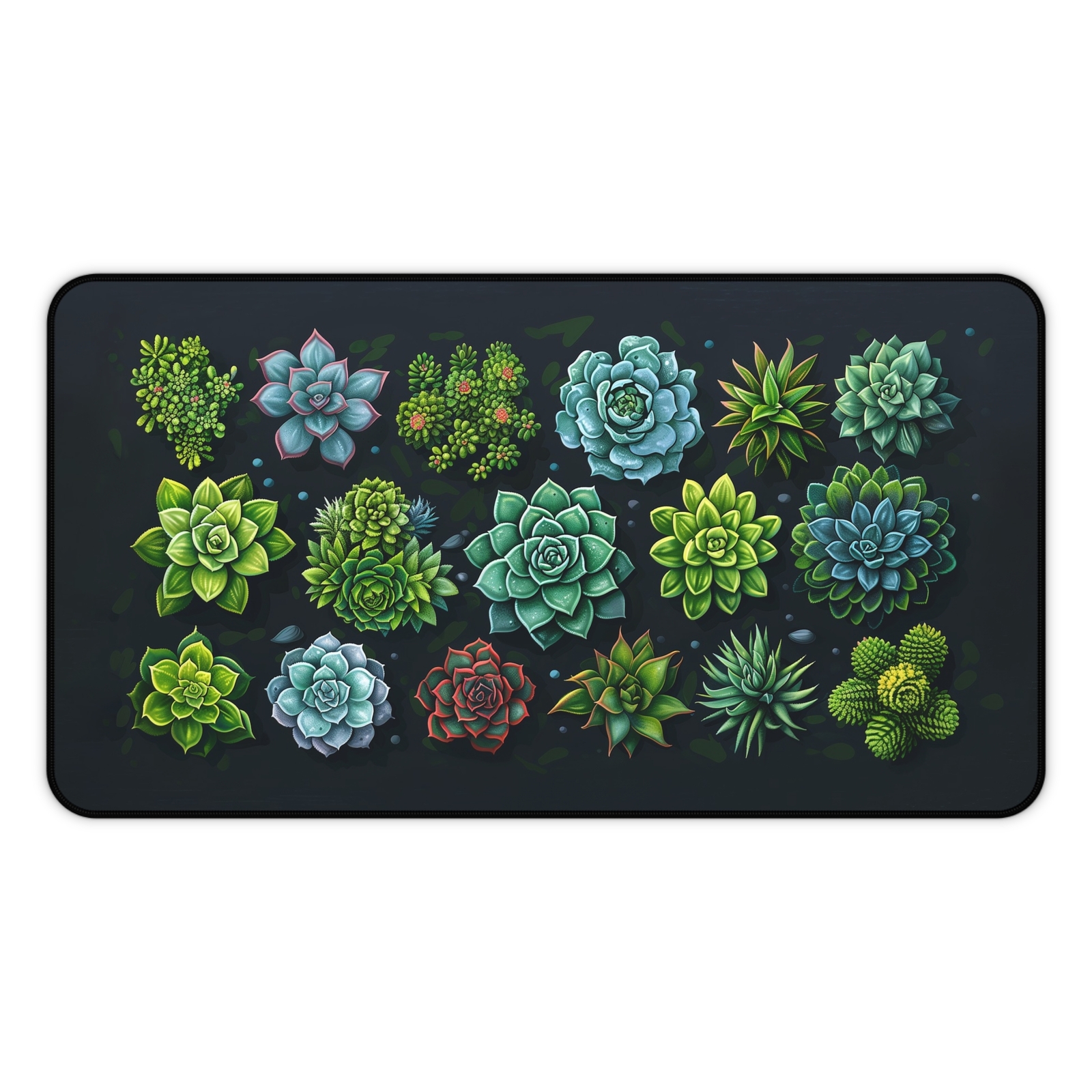 Succulent Garden Deskmat, Botanical Mousepad for Nature-Lovers, Plant Desk Decor