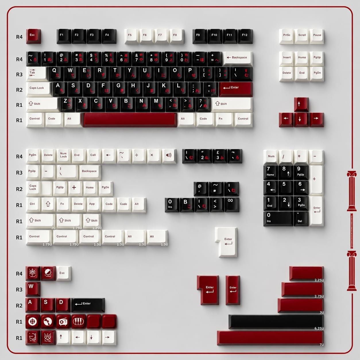 Keycaps 163 Keys Cherry Profile Doubleshot Rome Keycap Set Mechanical