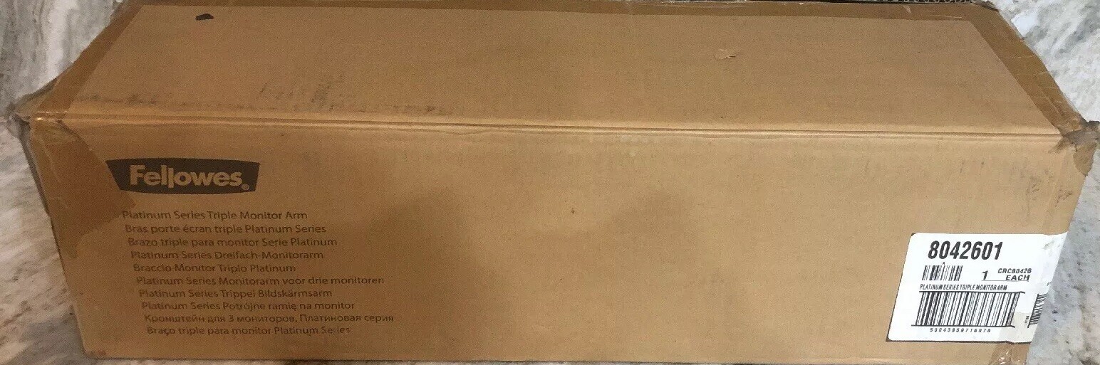 Fellowes Platinum Series Adjustable Triple Monitor Arm (8042601)-Brand New-SHI24