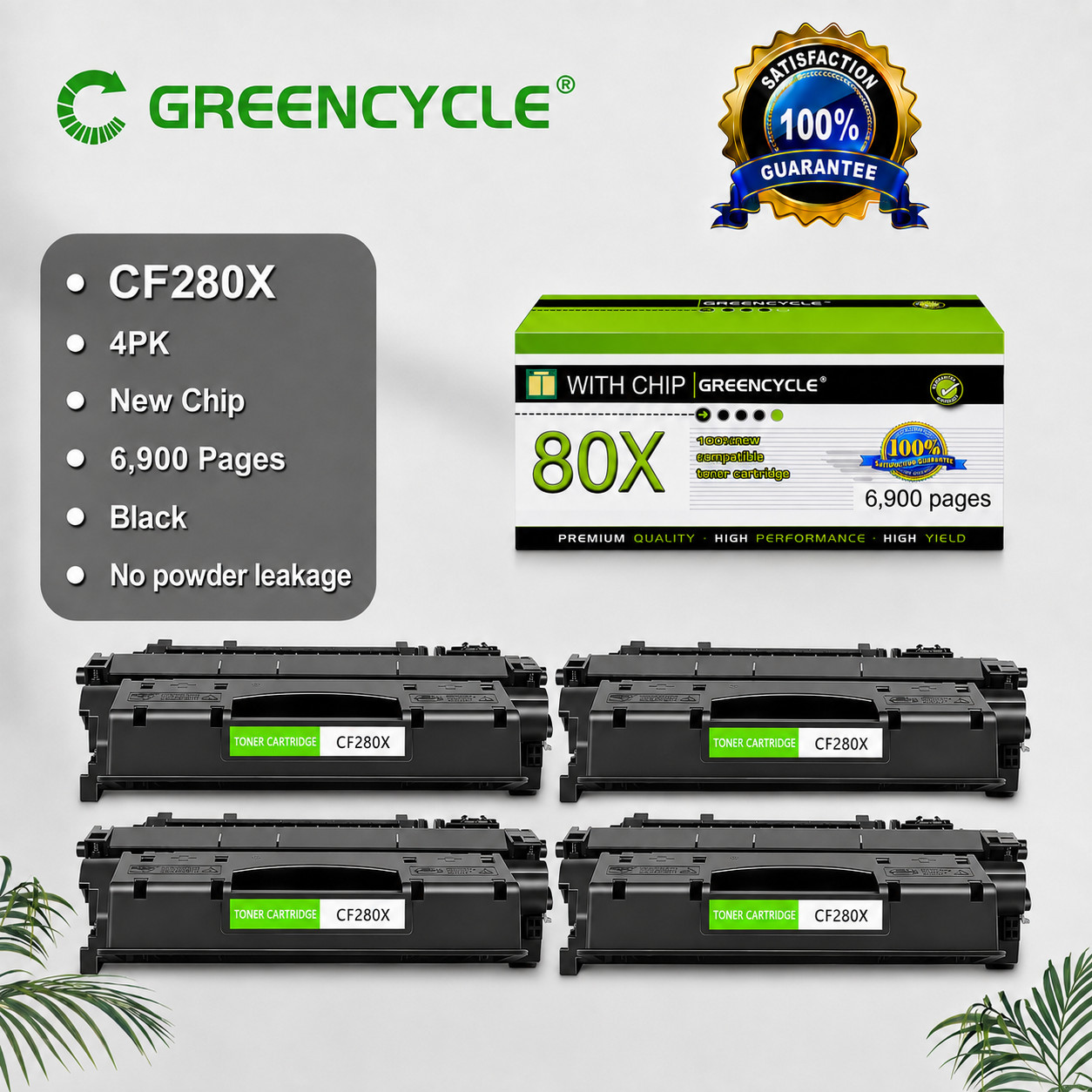 4 Pack CF280X High Yield Laser Toner Compatible with HP LaserJet Pro 400 M401dn