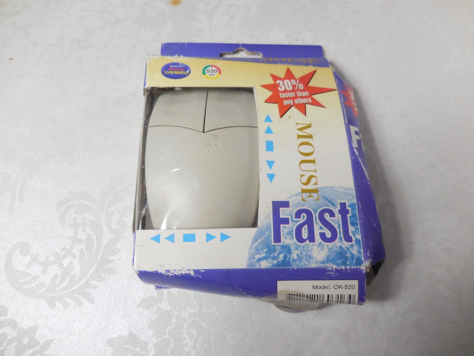 Vintage Serial Mouse  FAST MOUSE Model OK-520 New Damaged Box 520 DPI