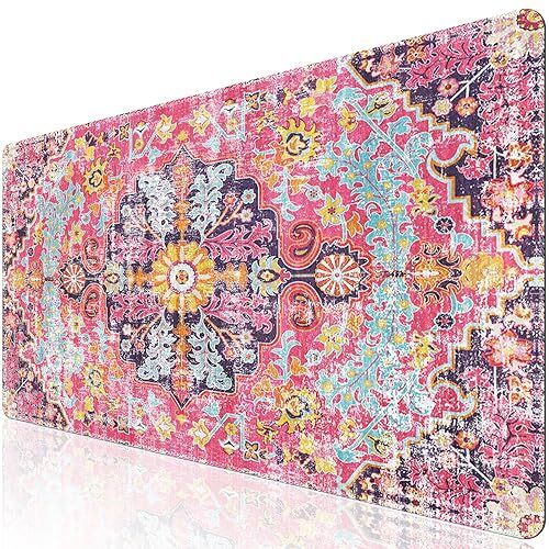  Large Boho Desk Mouse Pad Mat,Computer Desk Cover Mat with Smooth Lycra 