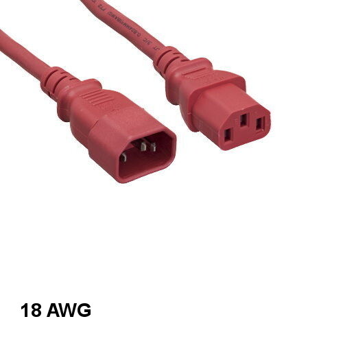 [Lot10] Red 6Ft Standard Power Extension Cord IEC-60320 C13 to C14 18AWG 10A/250